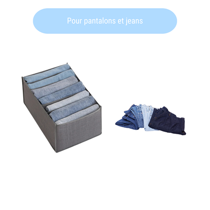 Organisateur de pantalons/jeans à 7 compartiments