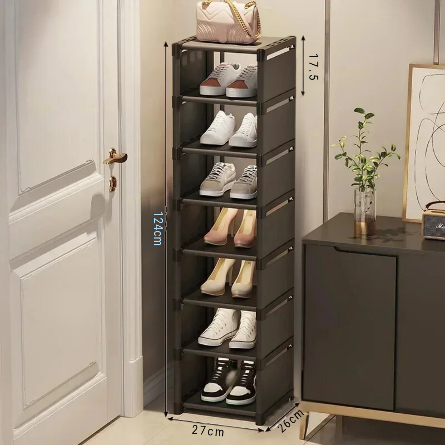 Etagère à chaussures verticale à 8 niveaux