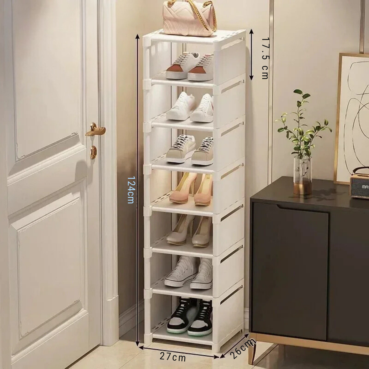 Etagère à chaussures verticale à 8 niveaux