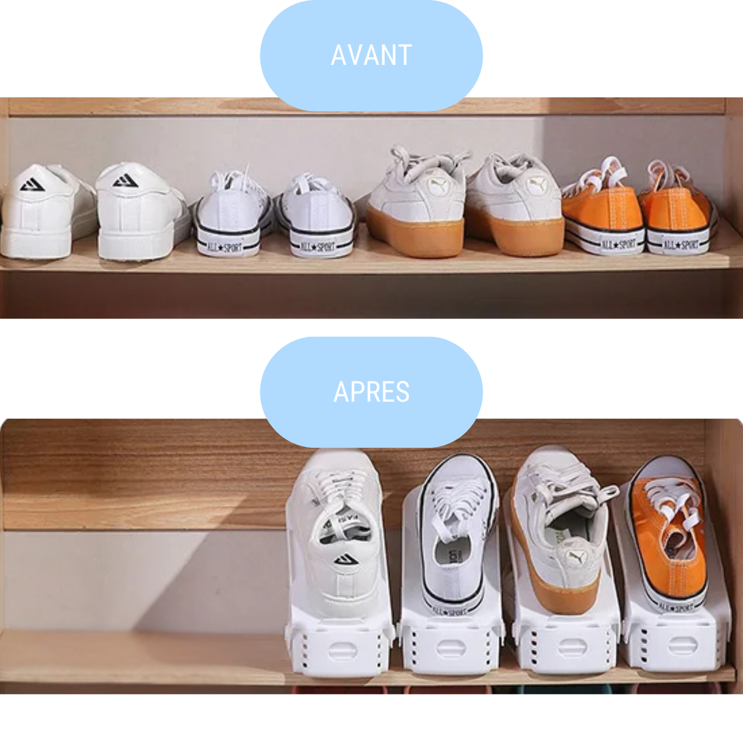 4 range-chaussures à hauteur réglable